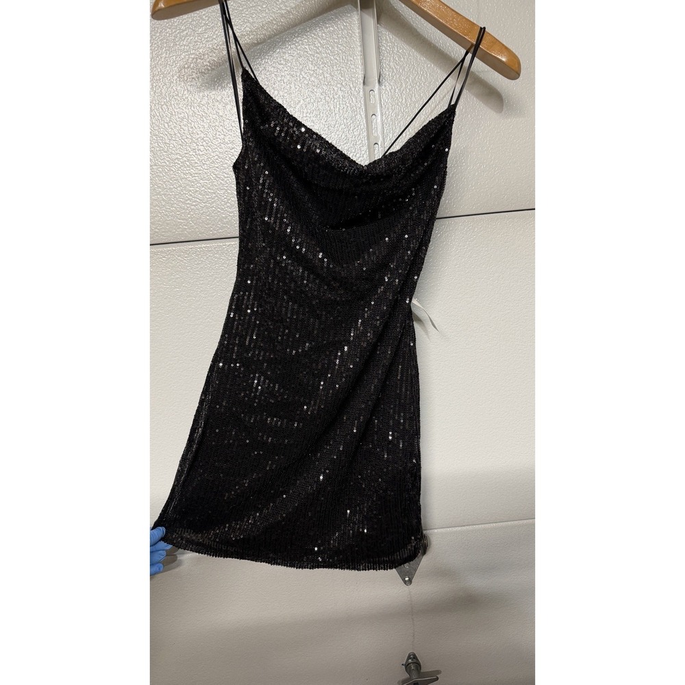 Discovery Black Sequin Spaghetti Strap Mini Dress Size 20 Party Evening
